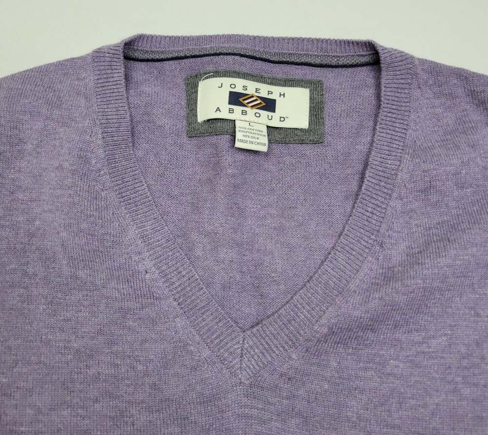 Joseph Abboud V-neck Cotton / Silk blend Light Purple Sweater Men's Size L